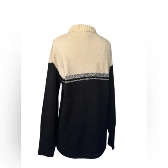 SIGNATURE BY NORDSTROM - 100% Cashmere Turtle Neck Sweater Cream & Black - Picture 5 of 7